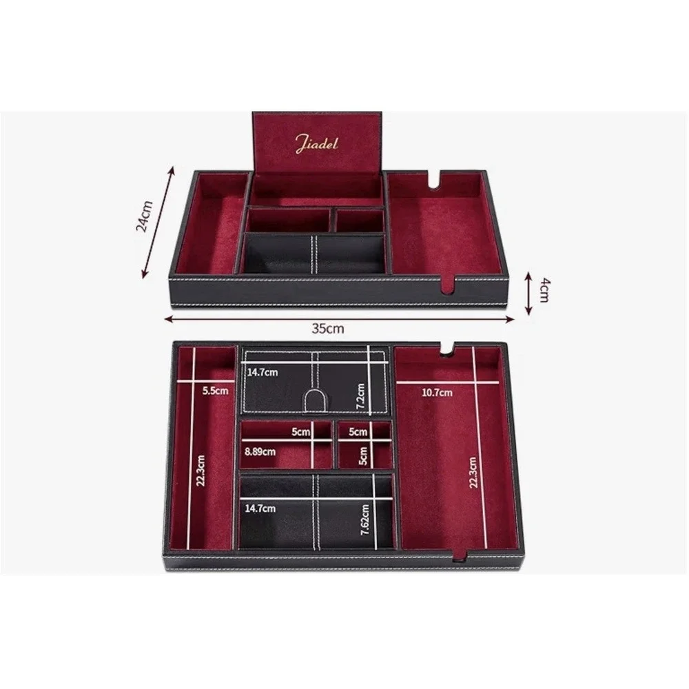 Leather Valet Tray for Men - EDC Catch All, Dresser Organizer, Jewelry & Wallet